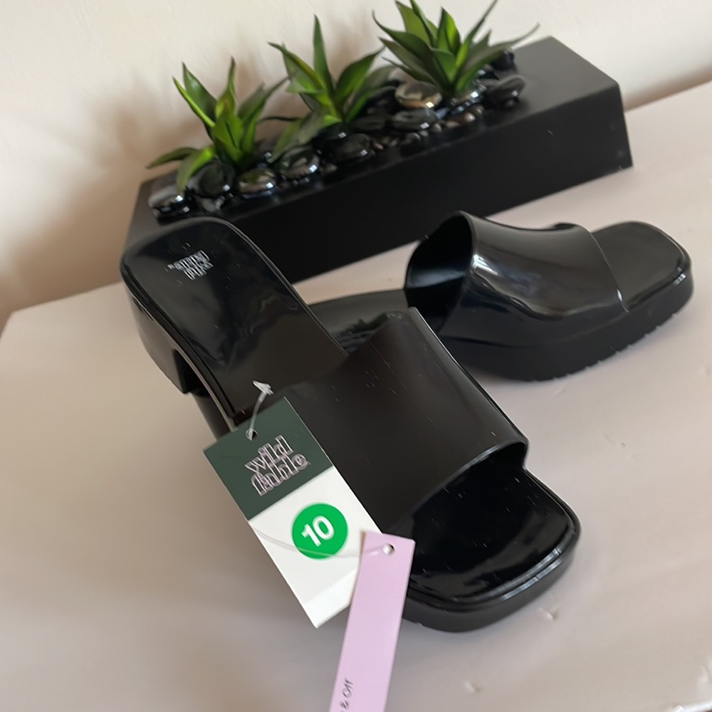 Women’s Black Platform Slides SZ 10 - Picture 6 of 6